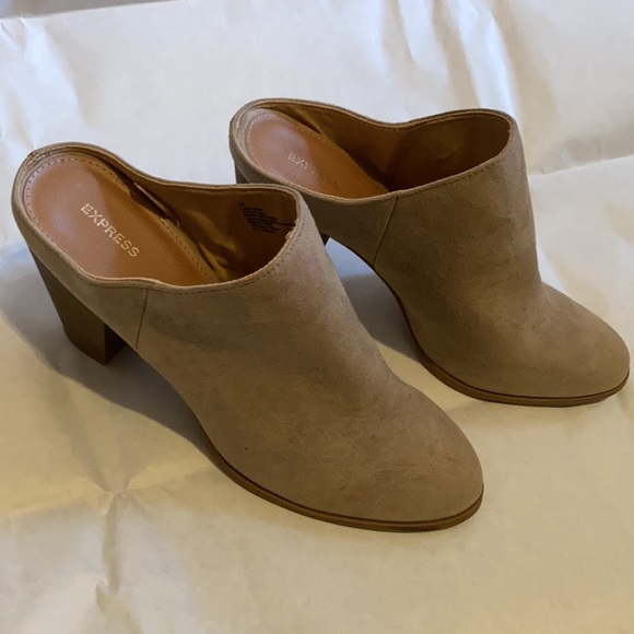 Nude (Taupe) Mules with 3 Inch Block Heel - Picture 6 of 7